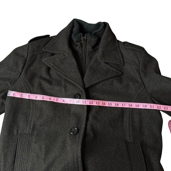 London Fog Men's Dark Gray Button Coat  Wool Blend - Lined - Size Small - Picture 5 of 7